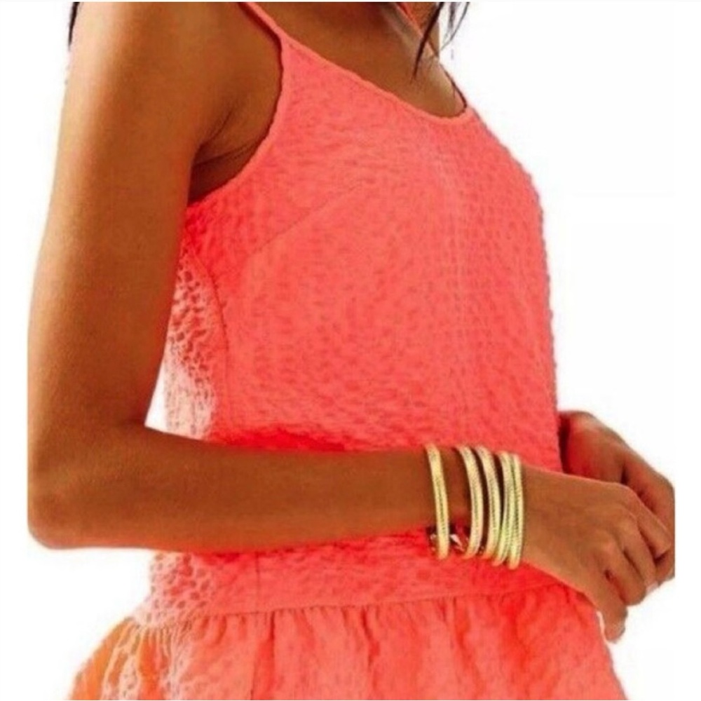 Lilly Pulitzer Neon Coral Peplum Hem Tank with Adjustable Straps Size S